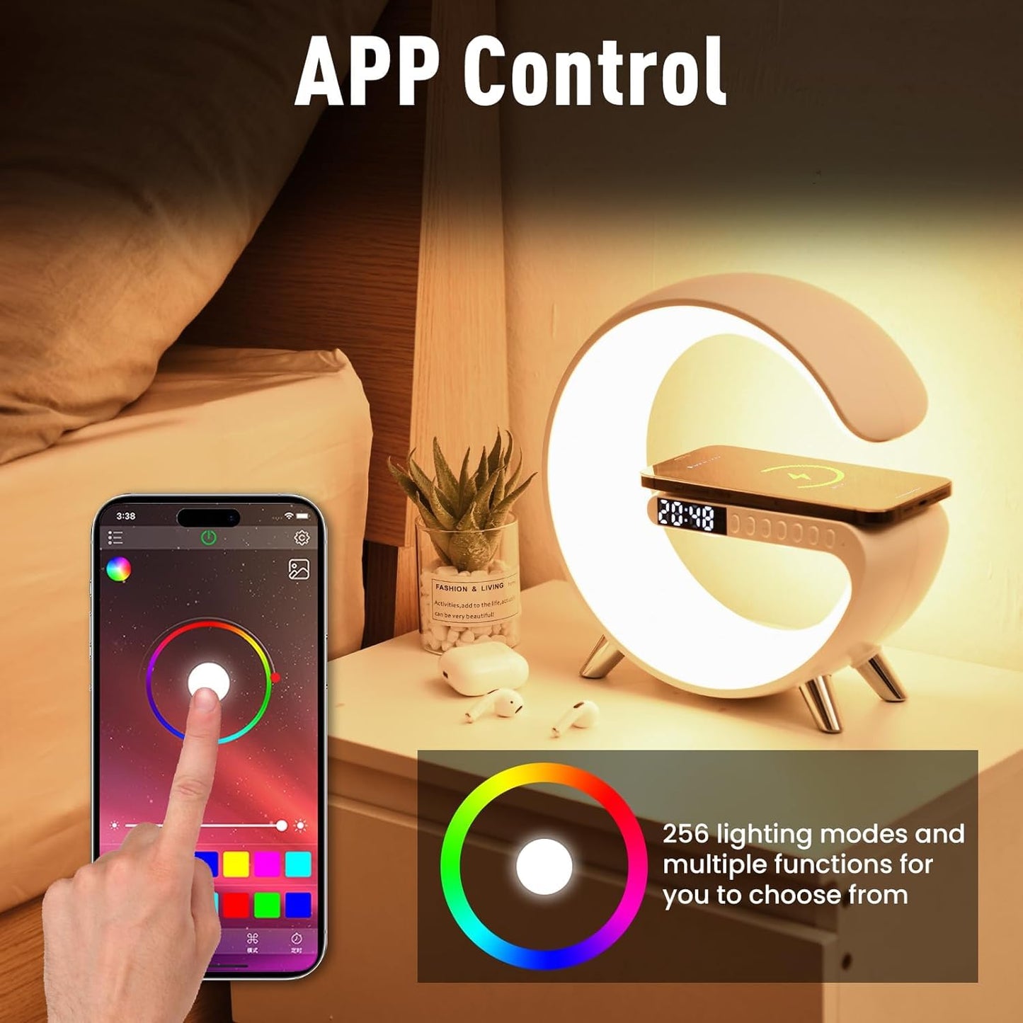 G Shape LED Wireless Charging Speaker Lamp With Display™